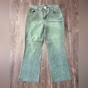 St John's Bay Jeans Womens 14W Plus Size Green Stretch Bootcut